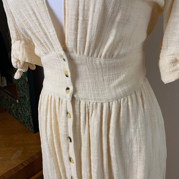 Free People Size S Women's Love Of My Life Midi Dress Butter Yellow Summer - Picture 7 of 11